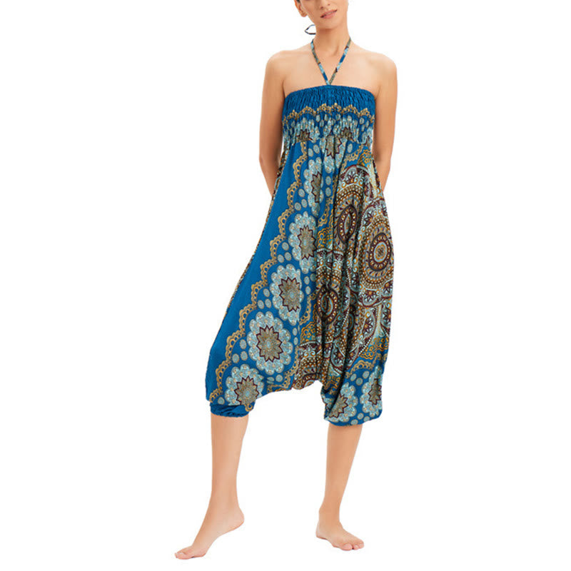 Buddha Stones, ropa de dos estilos, patrón de flores de Mandala, pantalones bombachos holgados ahumados, mono, pantalones de cintura alta - image 31