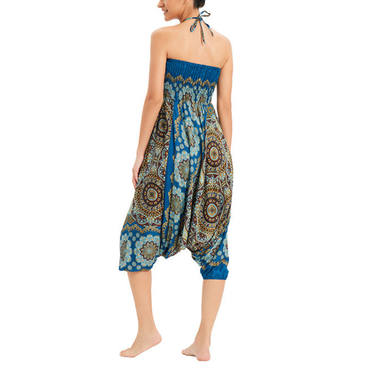 Buddha Stones, ropa de dos estilos, patrón de flores de Mandala, pantalones bombachos holgados ahumados, mono, pantalones de cintura alta - image 32