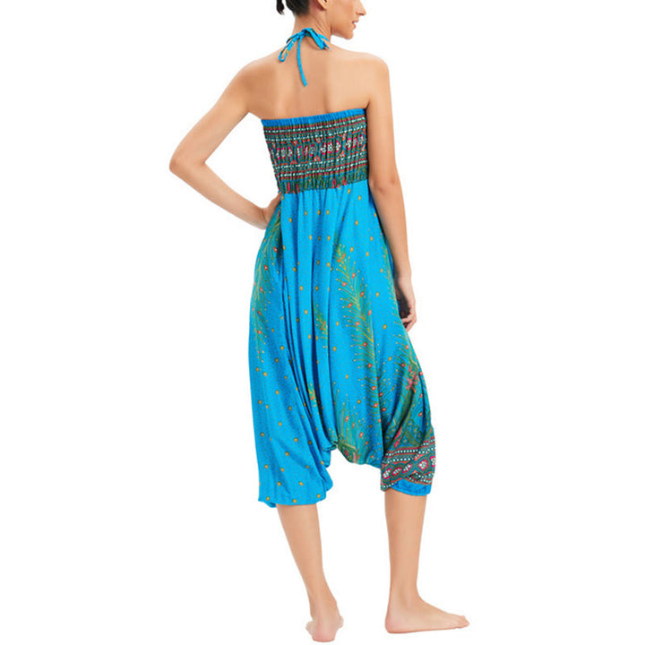Buddha Stones, ropa de dos estilos, pantalones bombachos holgados con plumas de pavo real, mono, pantalones de cintura alta - image 12