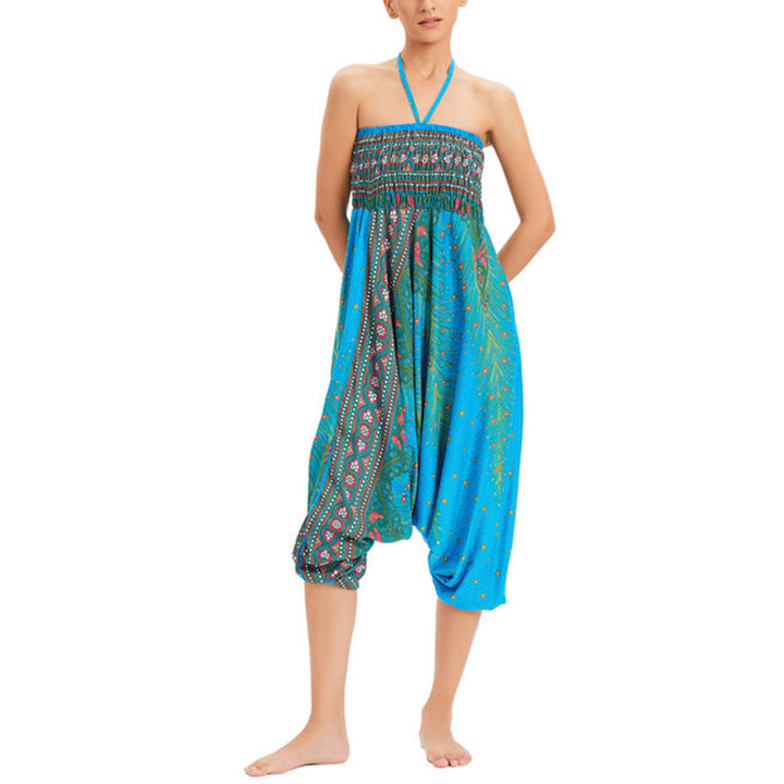 Buddha Stones, ropa de dos estilos, pantalones bombachos holgados con plumas de pavo real, mono, pantalones de cintura alta - image 11
