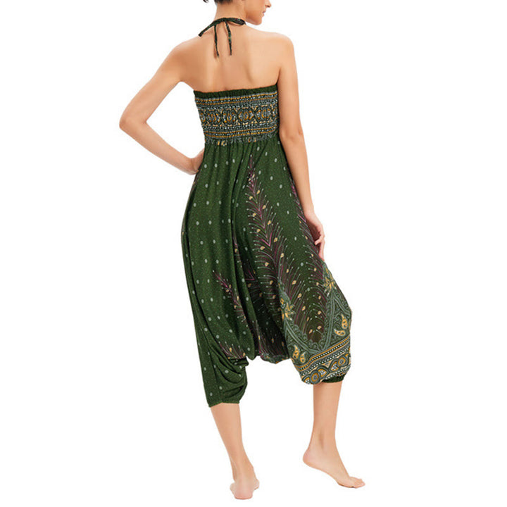 Buddha Stones, ropa de dos estilos, pantalones bombachos holgados con plumas de pavo real, mono, pantalones de cintura alta - image 18