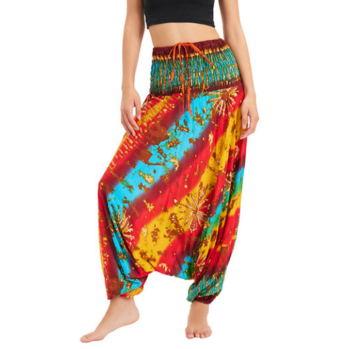 Buddha Stones , mono, pantalones de cintura alta - Amarillo Azul Rojo - US2-12, UK/AU6-16, EU34-44 (F) - image 0