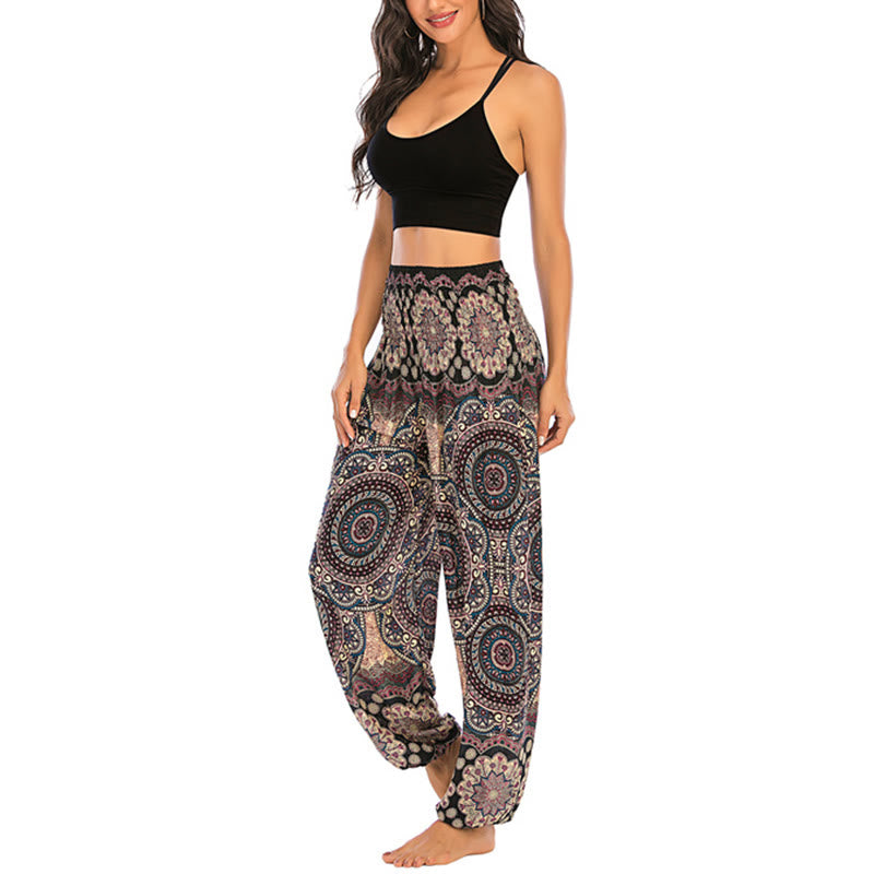 Pantalones de yoga para mujer con diseño geométrico redondo y suelto con Buddha Stones - image 7