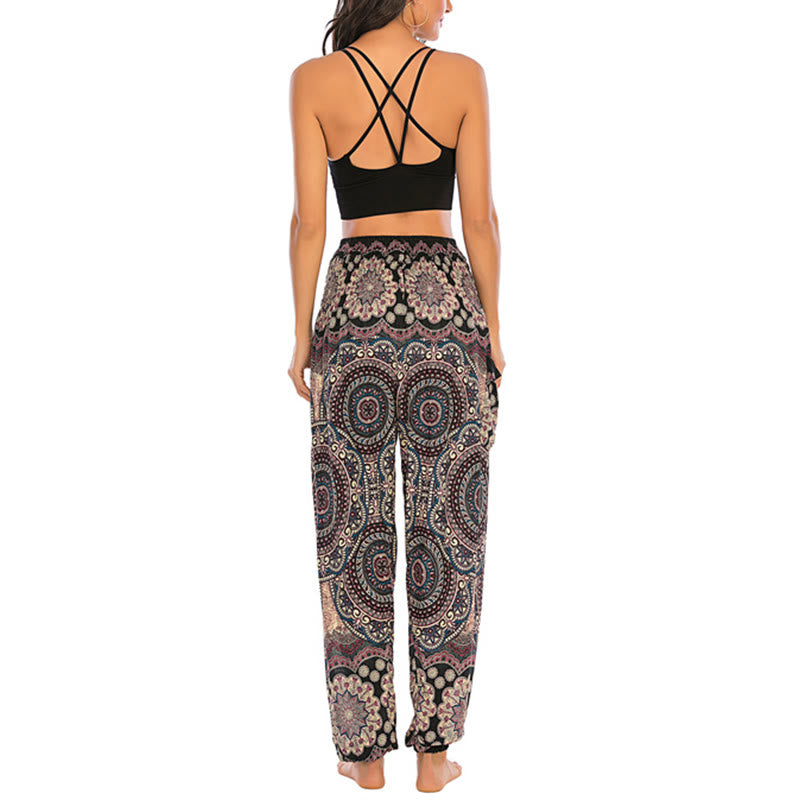 Pantalones de yoga para mujer con diseño geométrico redondo y suelto con Buddha Stones - image 3