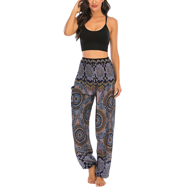 Pantalones de yoga para mujer con diseño geométrico redondo y suelto con Buddha Stones - image 30