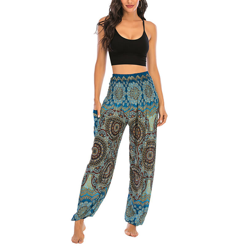 Pantalones de yoga para mujer con diseño geométrico redondo y suelto con Buddha Stones - image 32
