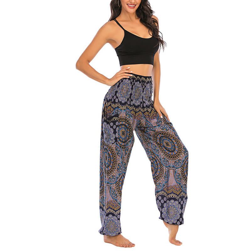 Pantalones de yoga para mujer con diseño geométrico redondo y suelto con Buddha Stones - image 24