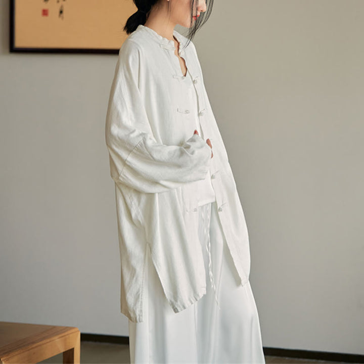 Camisa con diseño de botones de rana y Buddha Stones , Top de meditación Zen Tai Chi, chaqueta de lino y algodón - image 19