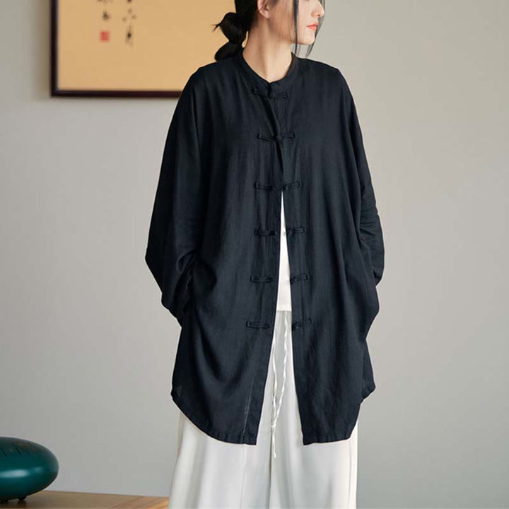 Camisa con diseño de botones de rana y Buddha Stones , Top de meditación Zen Tai Chi, chaqueta de lino y algodón - image 26
