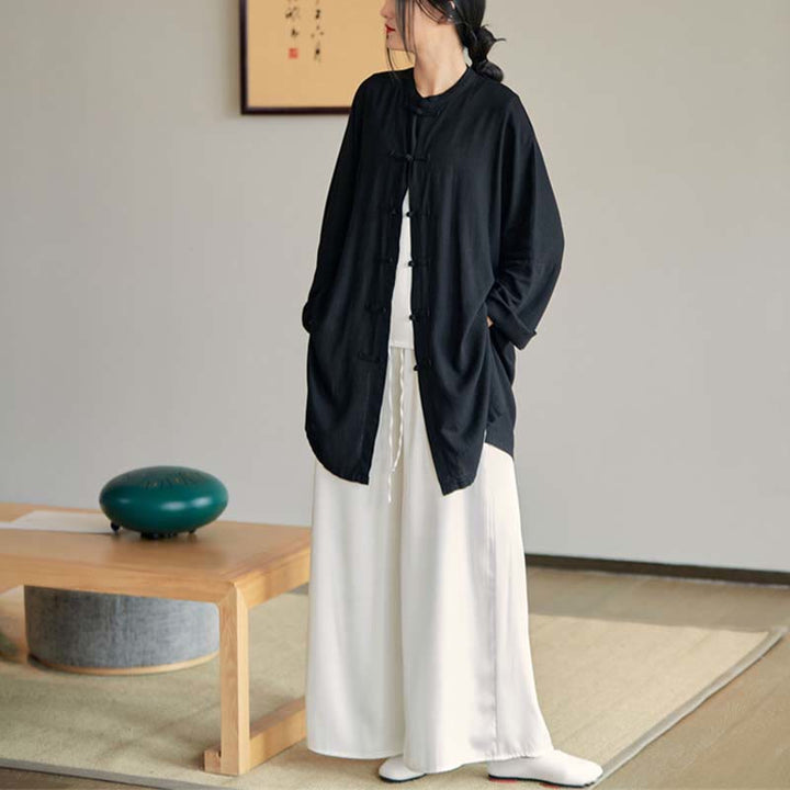 Camisa con diseño de botones de rana y Buddha Stones , Top de meditación Zen Tai Chi, chaqueta de lino y algodón - image 31