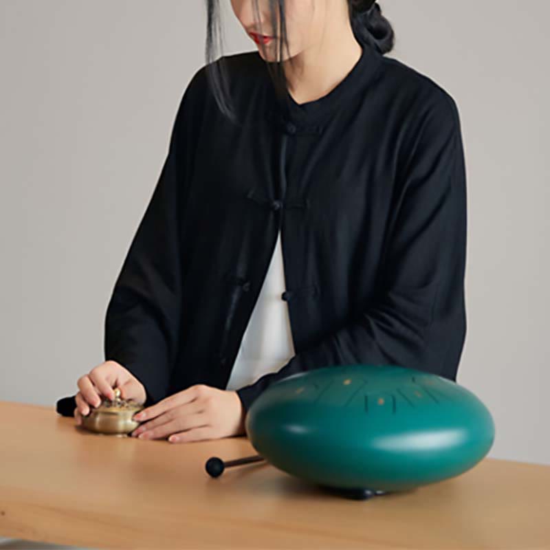 Camisa con diseño de botones de rana y Buddha Stones , Top de meditación Zen Tai Chi, chaqueta de lino y algodón - image 22