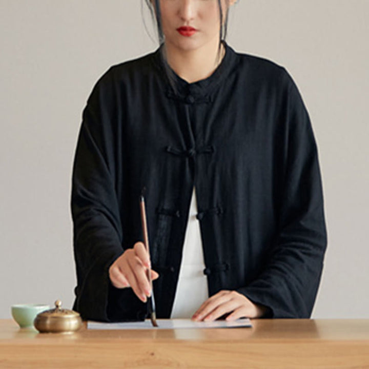 Camisa con diseño de botones de rana y Buddha Stones , Top de meditación Zen Tai Chi, chaqueta de lino y algodón - image 25