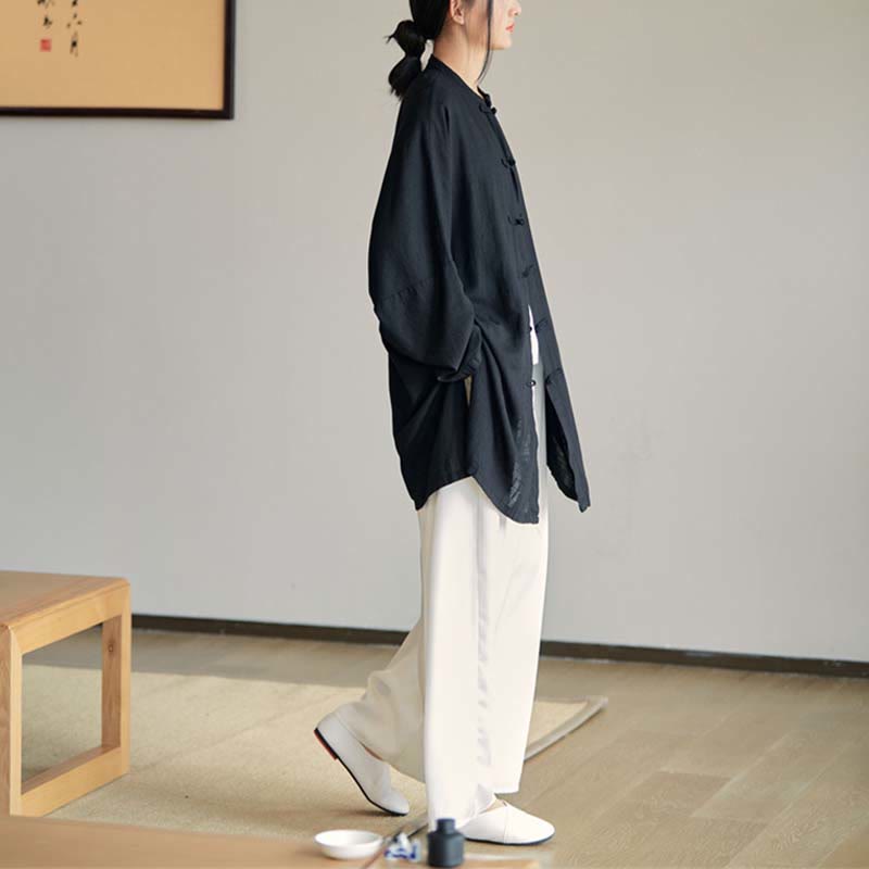 Camisa con diseño de botones de rana y Buddha Stones , Top de meditación Zen Tai Chi, chaqueta de lino y algodón - image 30