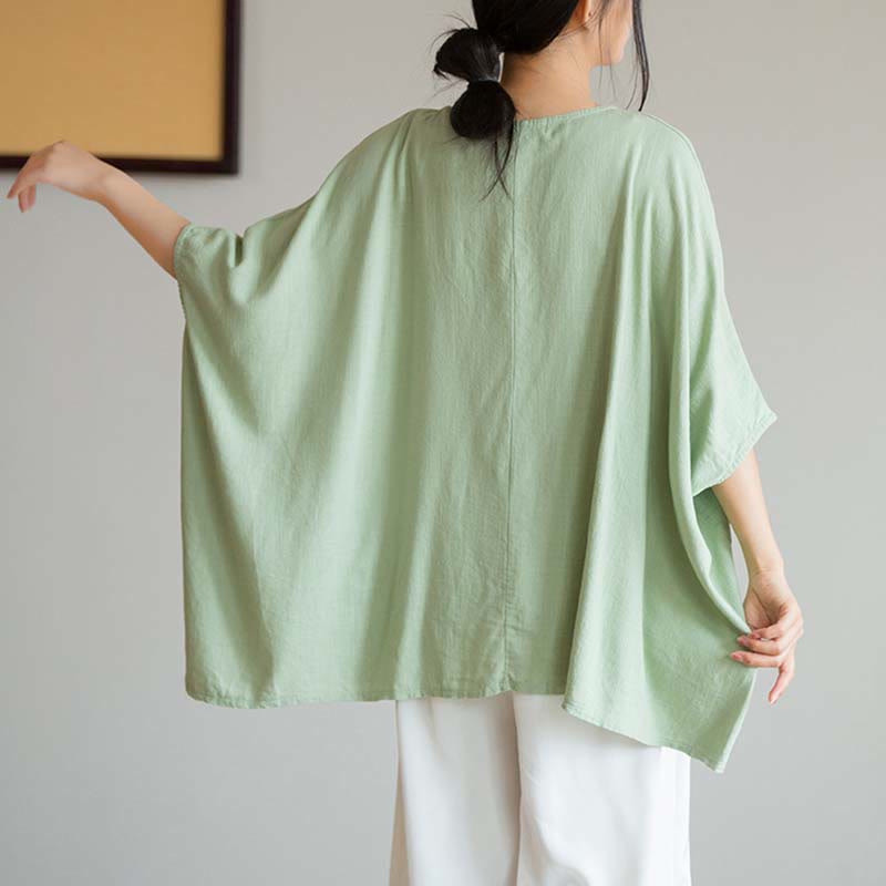 Camiseta holgada con manga tres cuartos de color sólido con Buddha Stones - image 18