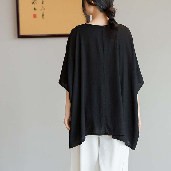 Camiseta holgada con manga tres cuartos de color sólido con Buddha Stones - image 22