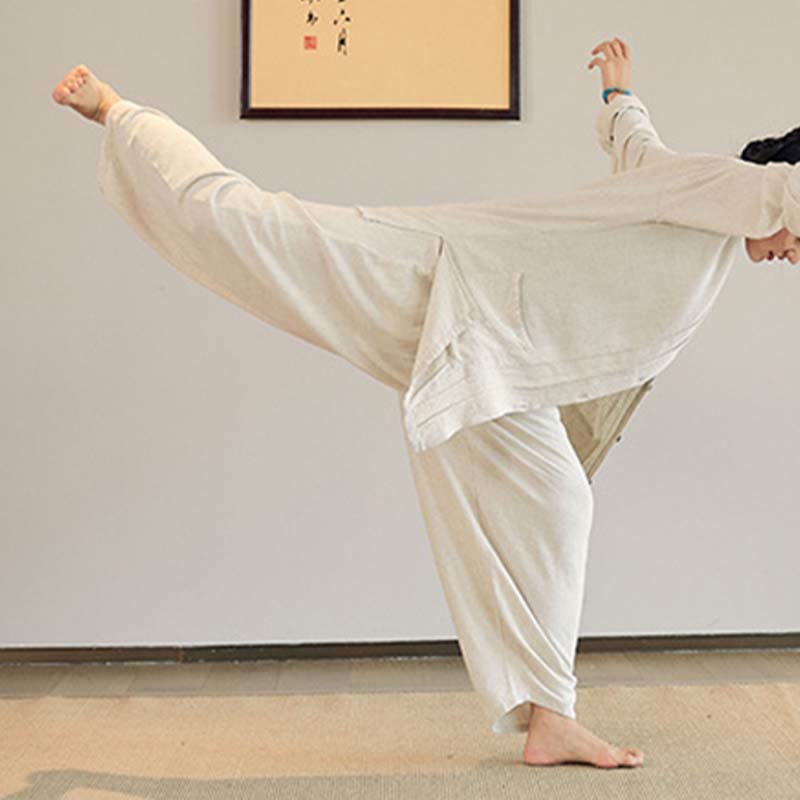 Buddha Stones, abrigo liso de manga larga, chaqueta, pantalones de pierna ancha, ropa de meditación Zen Tai Chi Yoga - image 3