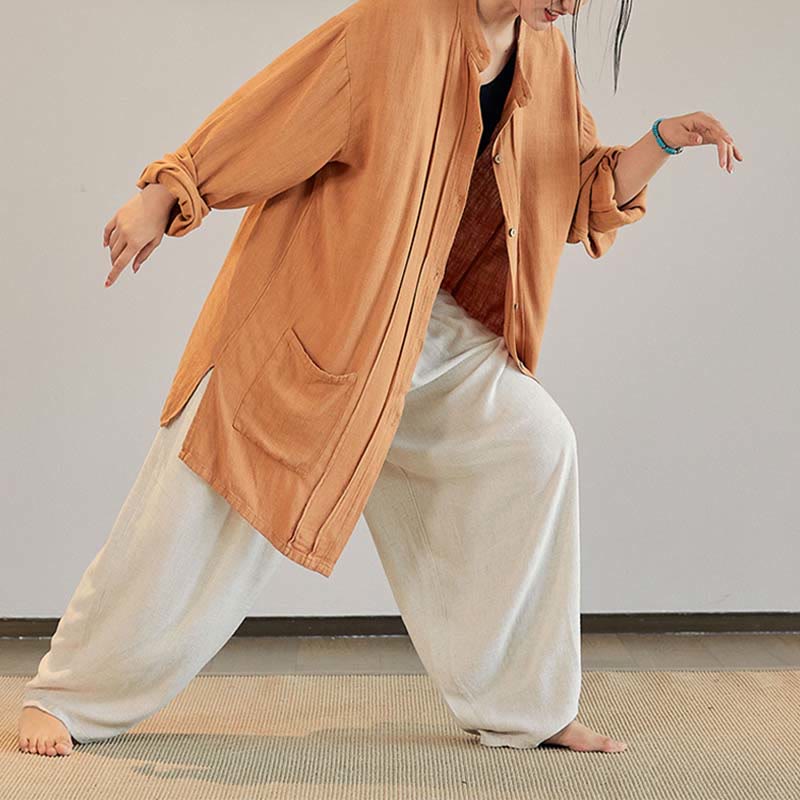 Buddha Stones, abrigo liso de manga larga, chaqueta, pantalones de pierna ancha, ropa de meditación Zen Tai Chi Yoga - image 30