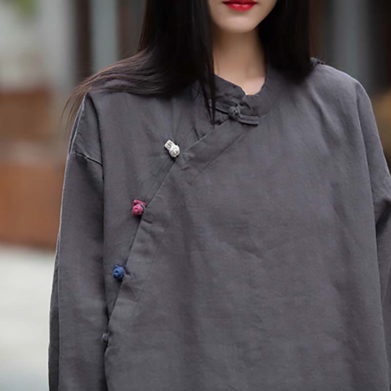 Blusa de lino de ramio con Buddha Stones , camisa para mujer, ropa estilo Hanfu chino - image 6