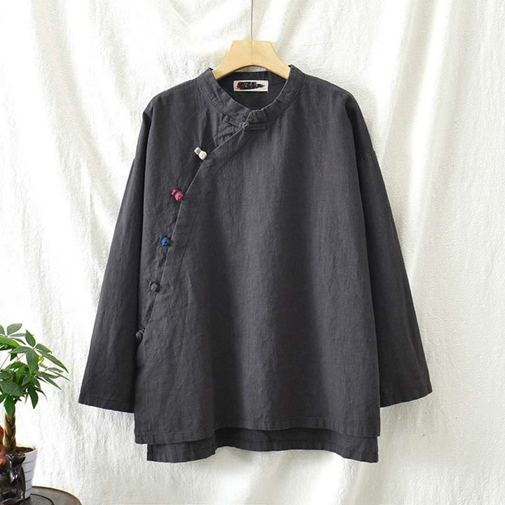 Blusa de lino de ramio con Buddha Stones , camisa para mujer, ropa estilo Hanfu chino - image 10