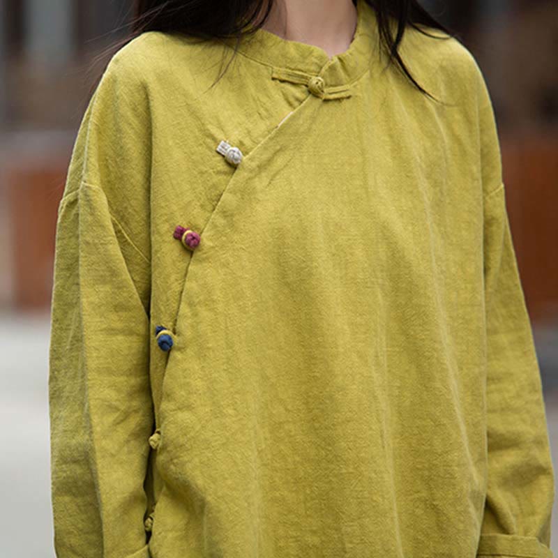 Blusa de lino de ramio con Buddha Stones , camisa para mujer, ropa estilo Hanfu chino - image 29