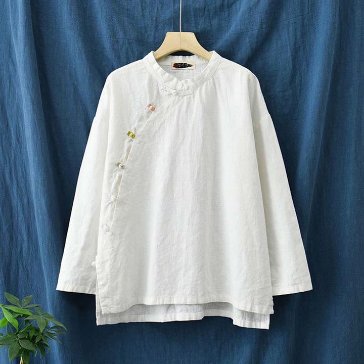 Blusa de lino de ramio con Buddha Stones , camisa para mujer, ropa estilo Hanfu chino - image 24