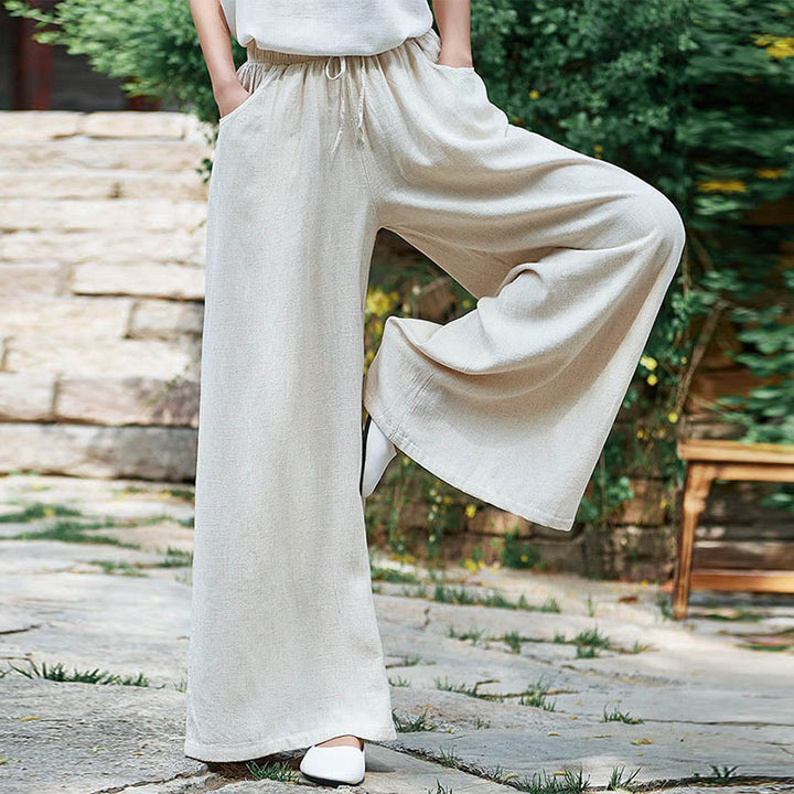 Pantalones de pierna ancha lisos con Buddha Stones , pantalones de yoga para mujer con bolsillos - image 2