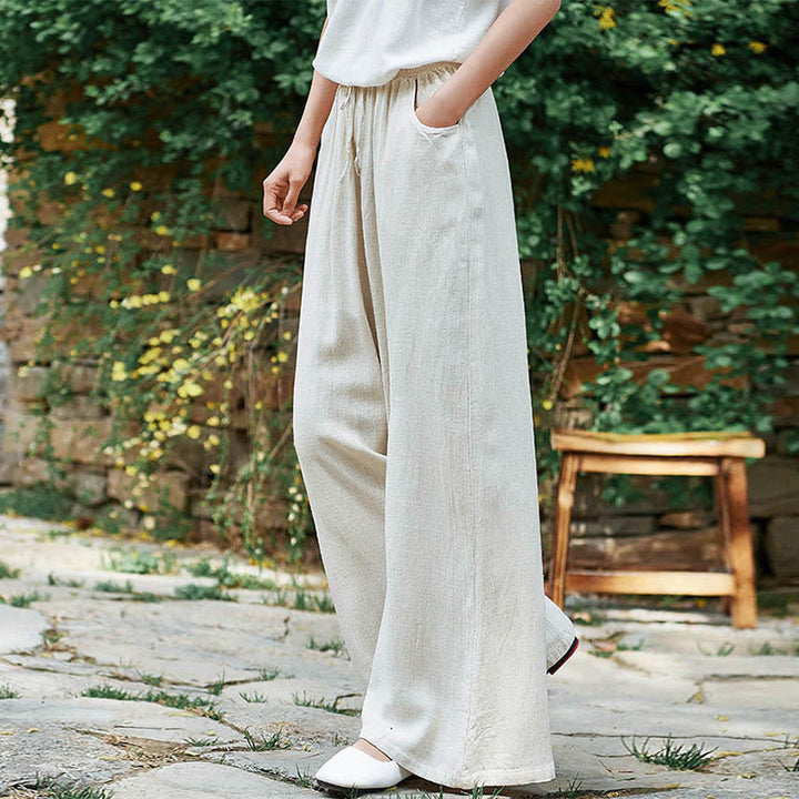 Pantalones de pierna ancha lisos con Buddha Stones , pantalones de yoga para mujer con bolsillos - image 5