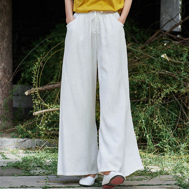 Pantalones de pierna ancha lisos con Buddha Stones , pantalones de yoga para mujer con bolsillos - Blanco - US6, UK/AU10, EU38 (L)  - image 13