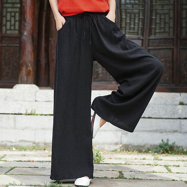 Pantalones de pierna ancha lisos con Buddha Stones , pantalones de yoga para mujer con bolsillos - Negro - US6, UK/AU10, EU38 (L)  - image 21