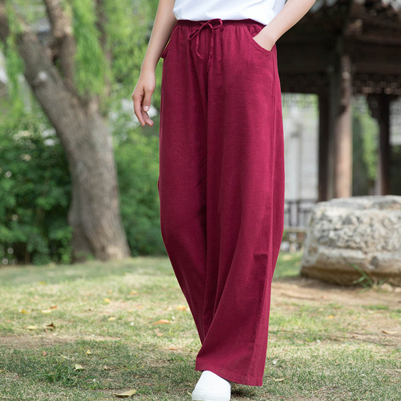 Pantalones de pierna ancha lisos con Buddha Stones , pantalones de yoga para mujer con bolsillos - image 47