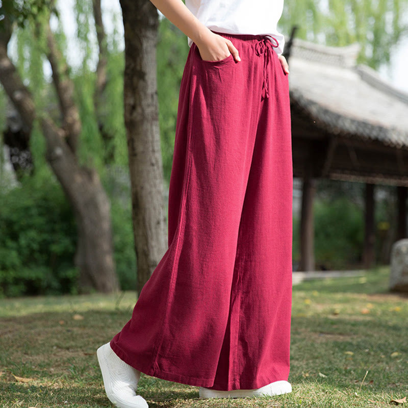 Pantalones de pierna ancha lisos con Buddha Stones , pantalones de yoga para mujer con bolsillos - image 46