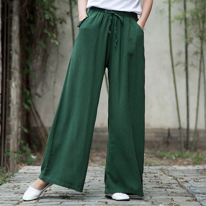Pantalones de pierna ancha lisos con Buddha Stones , pantalones de yoga para mujer con bolsillos - image 54