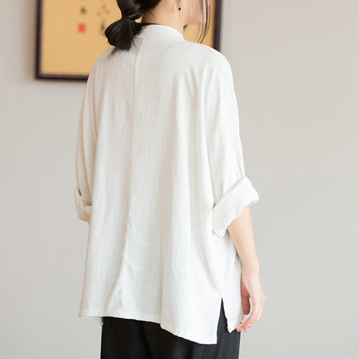 Blusa con Buddha Stones, camisa de mujer, Top de manga larga, ropa estilo Hanfu chino - image 3