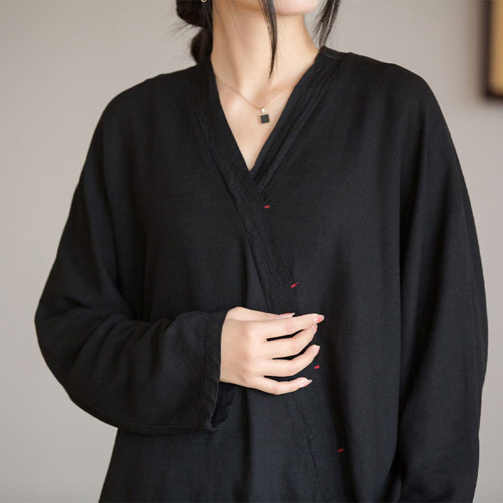 Blusa con Buddha Stones, camisa de mujer, Top de manga larga, ropa estilo Hanfu chino - image 16