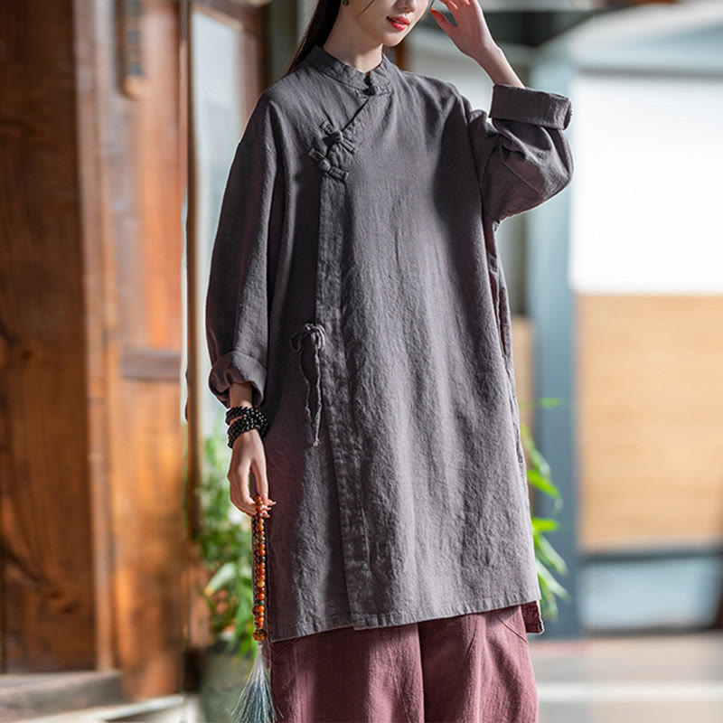 Blusa de lino y algodón Vintage con Buddha Stones, camisa de manga larga para mujer, Top Hanfu chino - image 9
