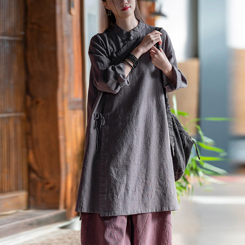 Blusa de lino y algodón Vintage con Buddha Stones, camisa de manga larga para mujer, Top Hanfu chino - image 13