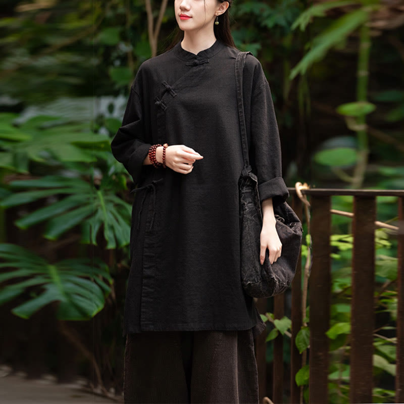 Blusa de lino y algodón Vintage con Buddha Stones, camisa de manga larga para mujer, Top Hanfu chino - image 18
