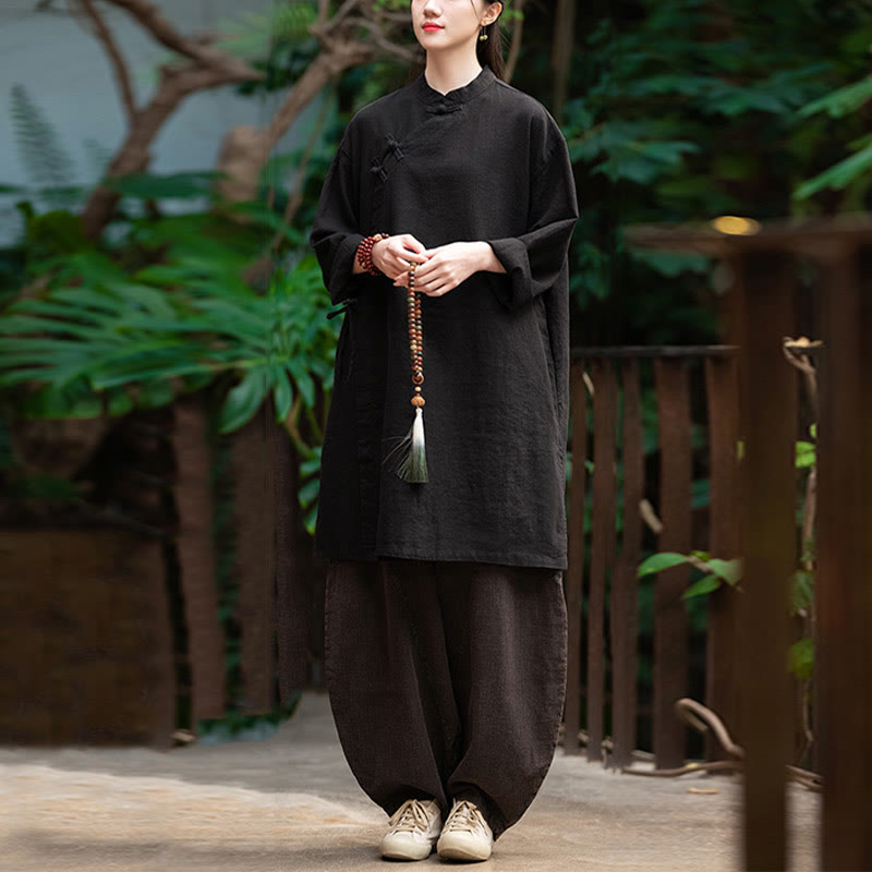 Blusa de lino y algodón Vintage con Buddha Stones, camisa de manga larga para mujer, Top Hanfu chino - image 21