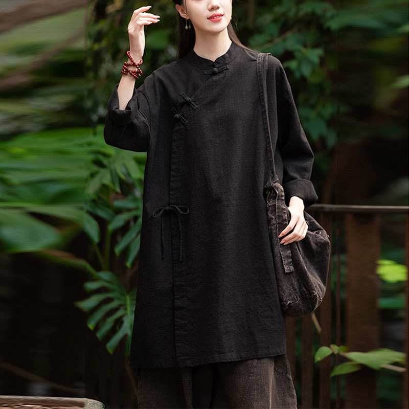 Blusa de lino y algodón Vintage con Buddha Stones, camisa de manga larga para mujer, Top Hanfu chino - image 19