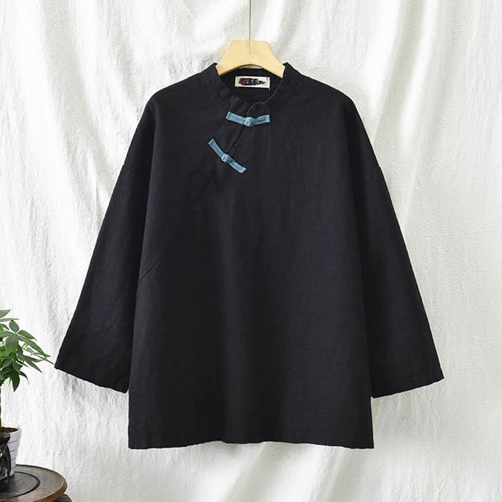 Blusa suelta de lino de ramio con Buddha Stones , camisa de manga larga para mujer, Top Hanfu chino - image 18