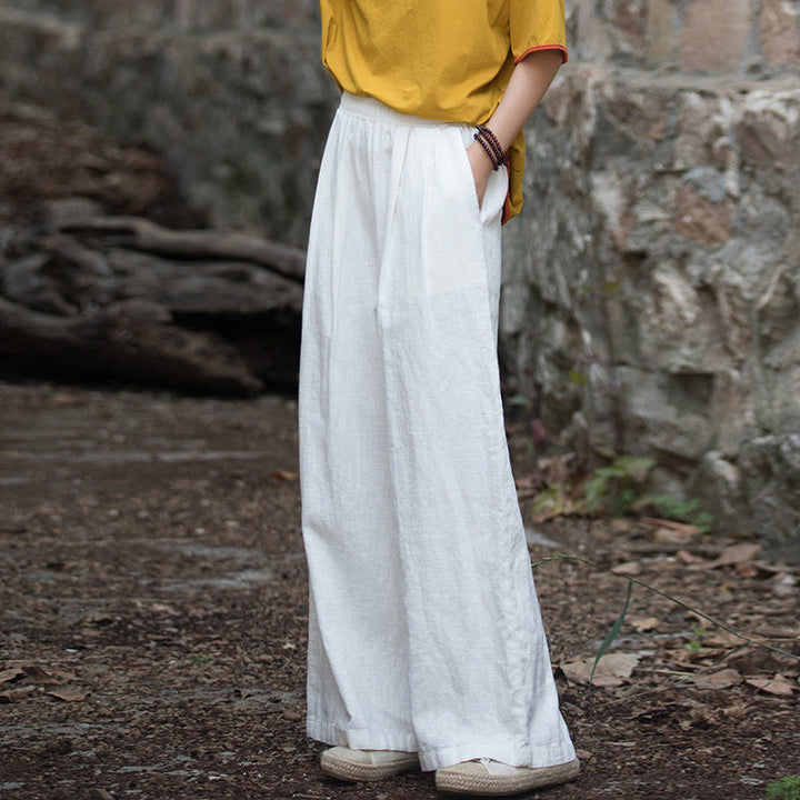 Pantalones de pierna ancha retro con Buddha Stones , pantalones de yoga informales para mujer con bolsillos