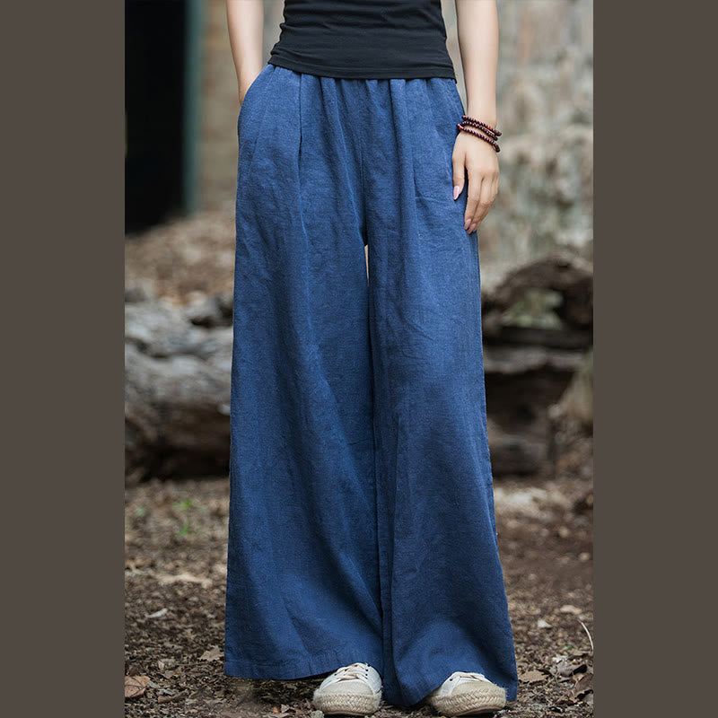 Pantalones de pierna ancha retro con Buddha Stones , pantalones de yoga informales para mujer con bolsillos