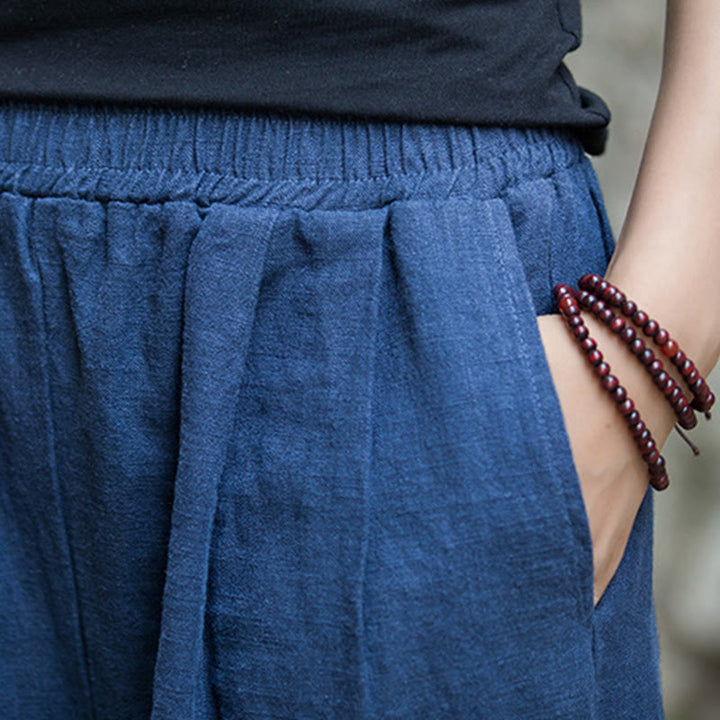 Pantalones de pierna ancha retro con Buddha Stones , pantalones de yoga informales para mujer con bolsillos