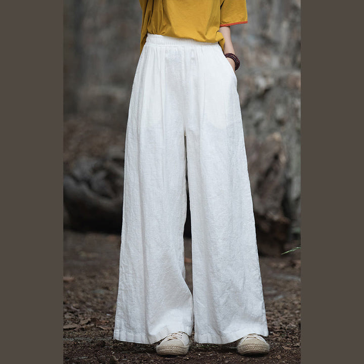 Pantalones de pierna ancha retro con Buddha Stones , pantalones de yoga informales para mujer con bolsillos