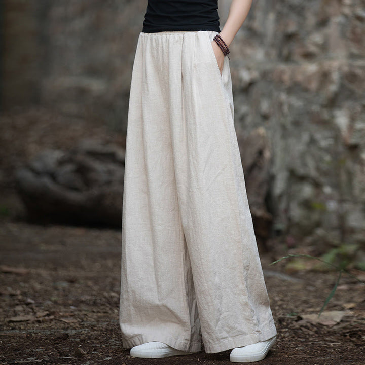 Pantalones de pierna ancha retro con Buddha Stones , pantalones de yoga informales para mujer con bolsillos