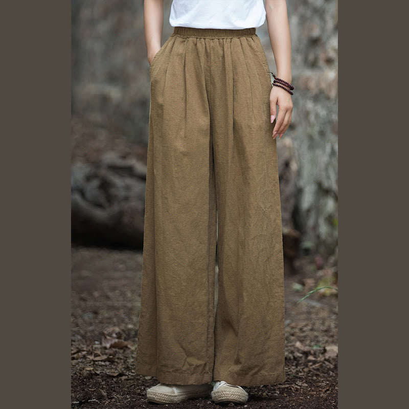 Pantalones de pierna ancha retro con Buddha Stones , pantalones de yoga informales para mujer con bolsillos