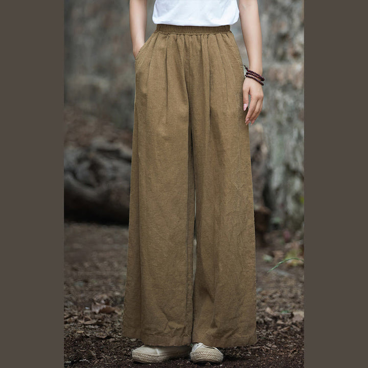 Pantalones de pierna ancha retro con Buddha Stones , pantalones de yoga informales para mujer con bolsillos