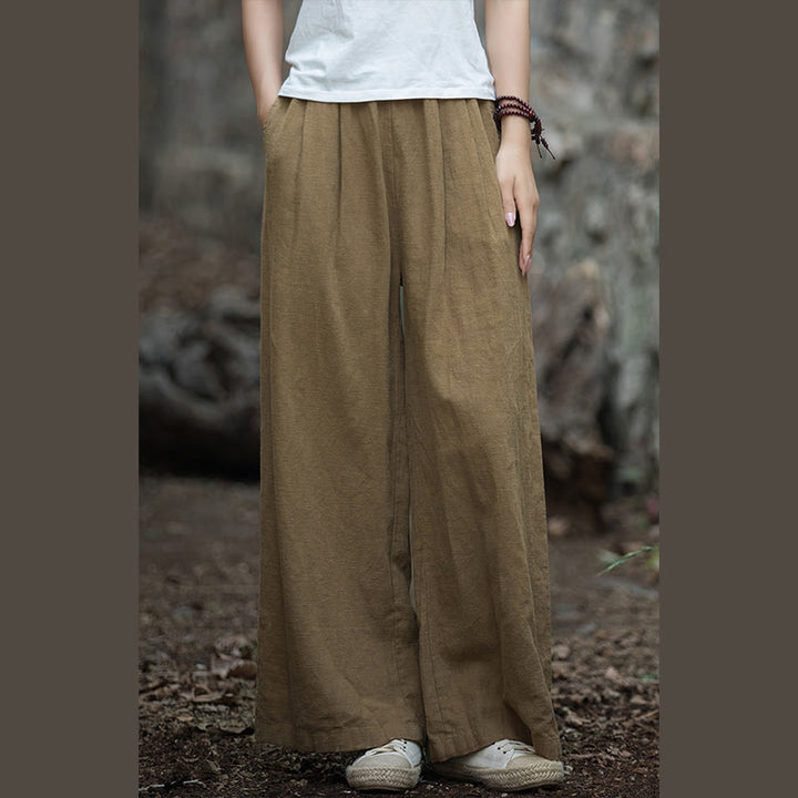Pantalones de pierna ancha retro con Buddha Stones , pantalones de yoga informales para mujer con bolsillos