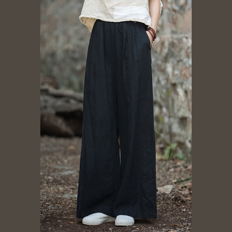 Pantalones de pierna ancha retro con Buddha Stones , pantalones de yoga informales para mujer con bolsillos