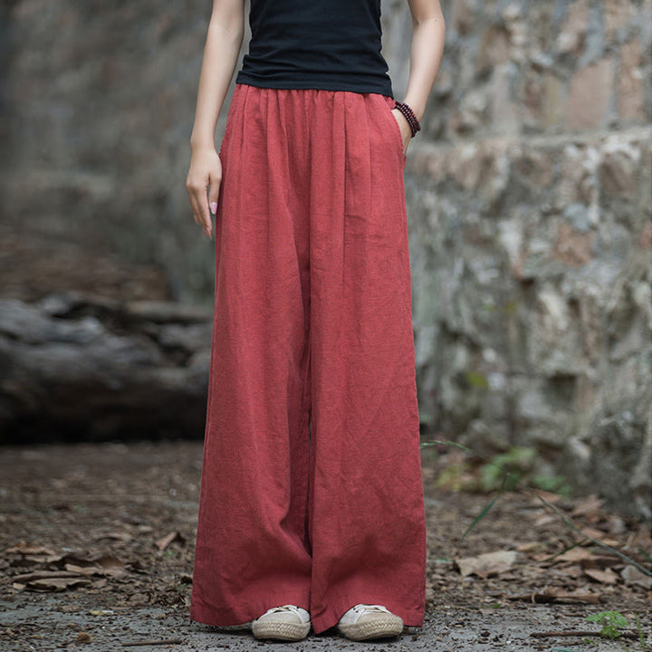 Pantalones de pierna ancha retro con Buddha Stones , pantalones de yoga informales para mujer con bolsillos